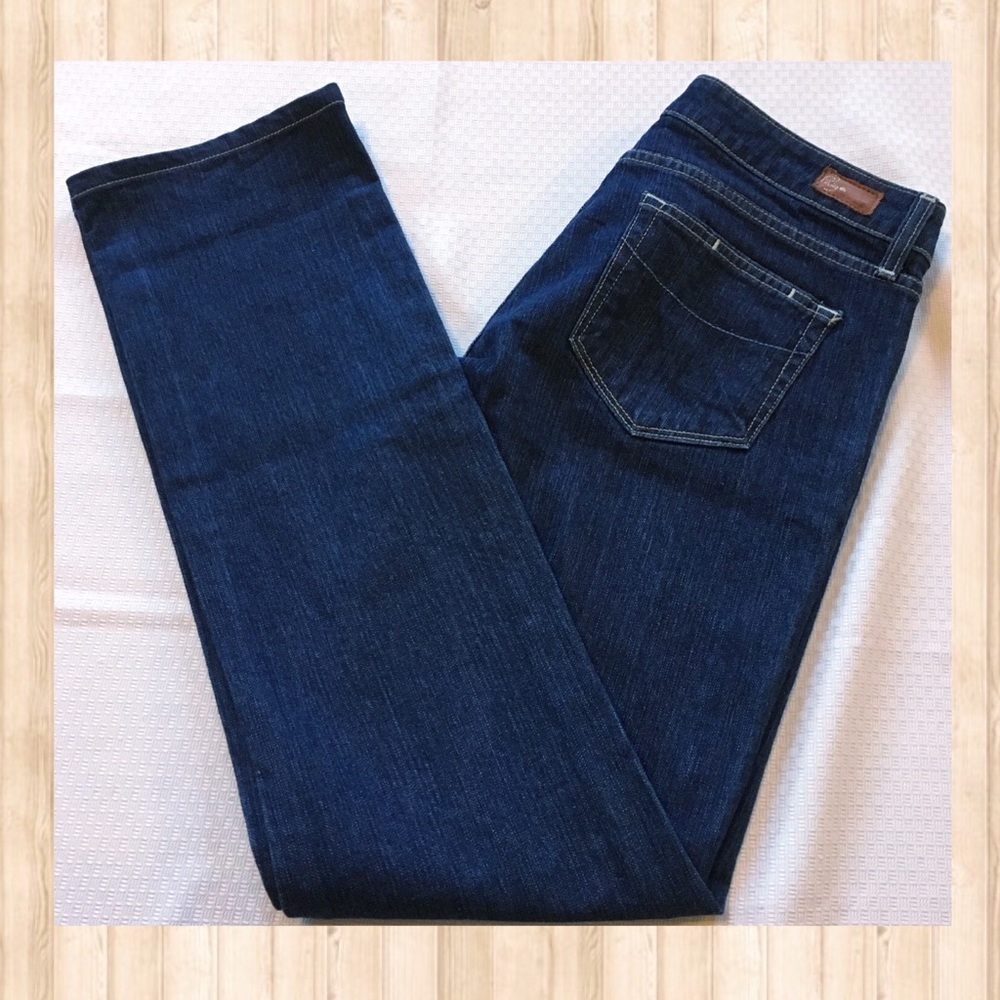 PAIGE Straight Leg Jeans in Dark Blue Wash